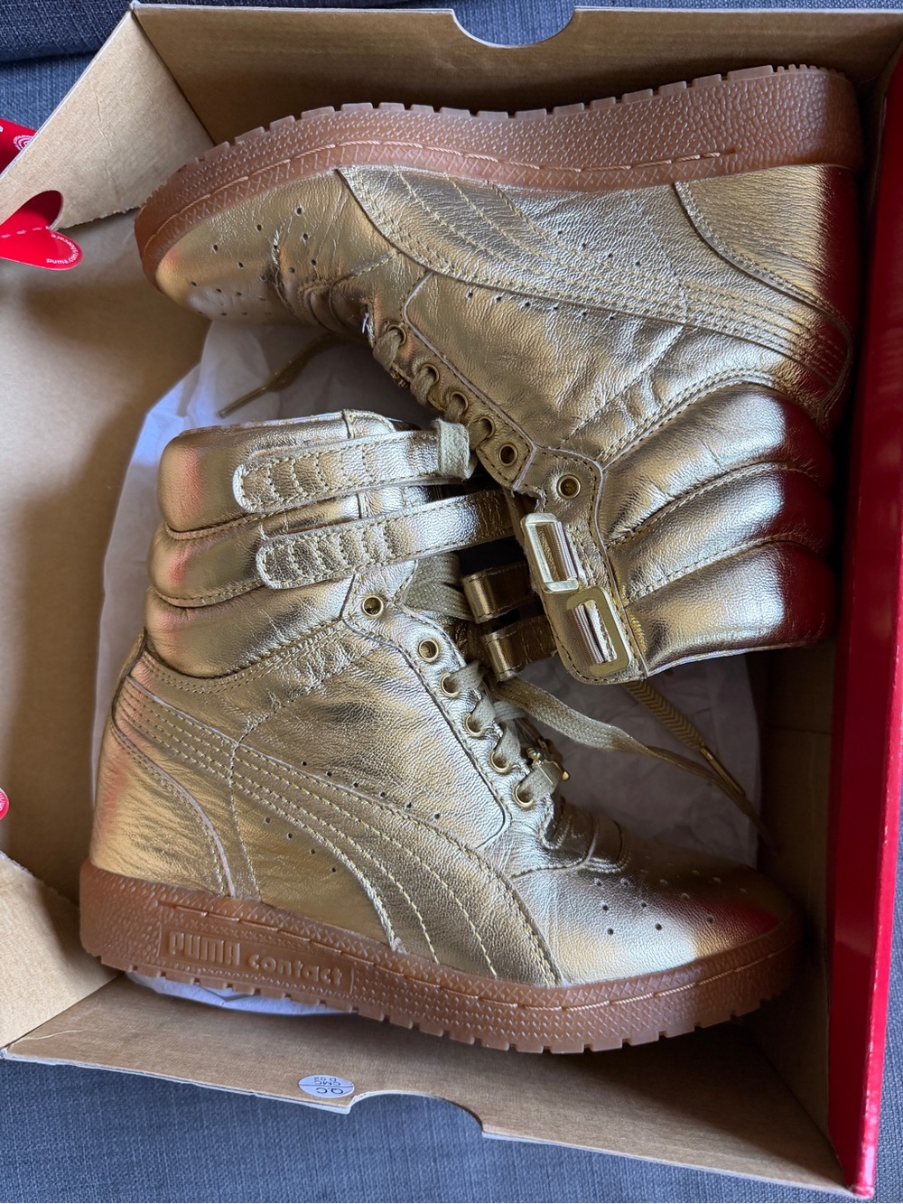 PUMA Metallic Gold High-Top Sneakers SIZE 6